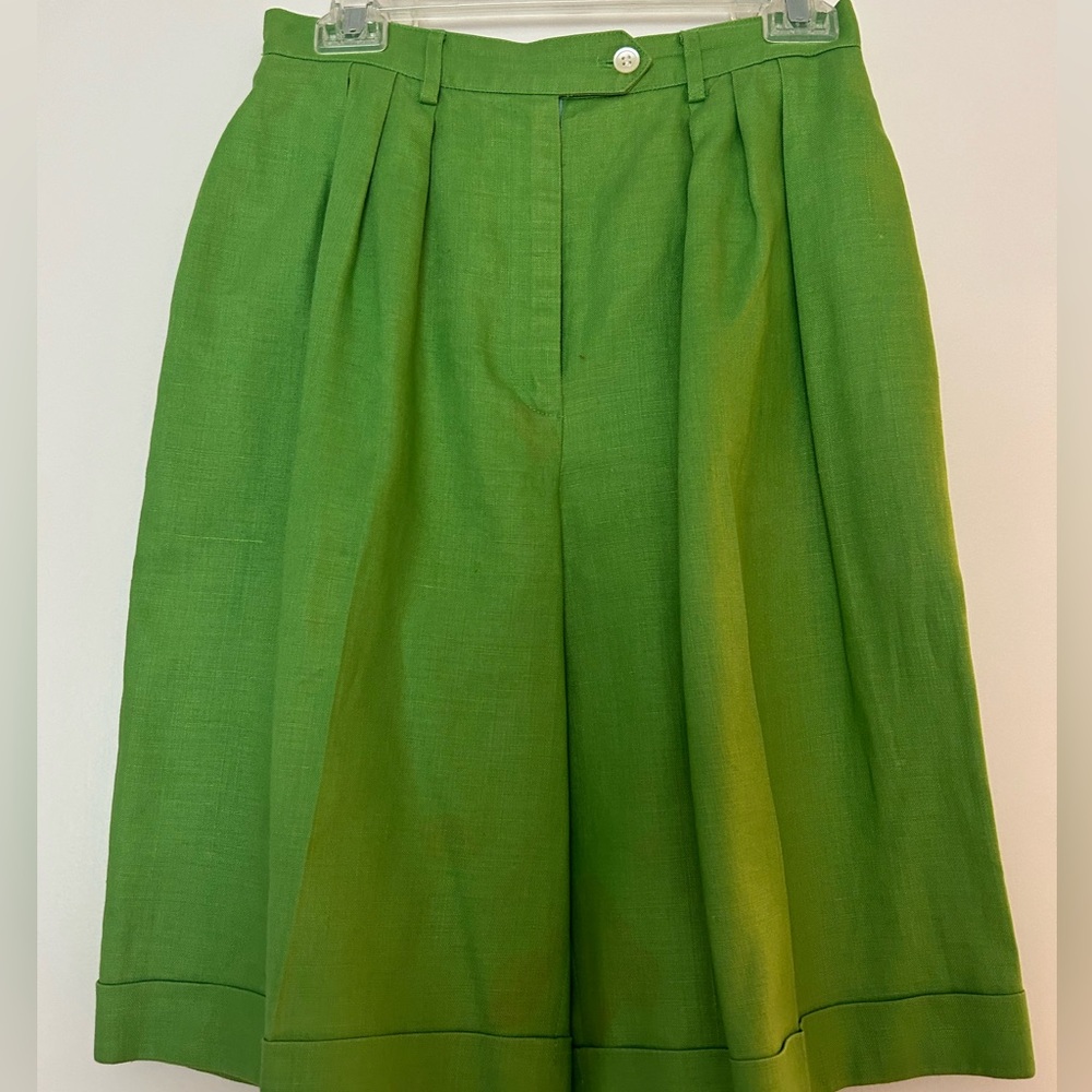 Green Linen Shorts